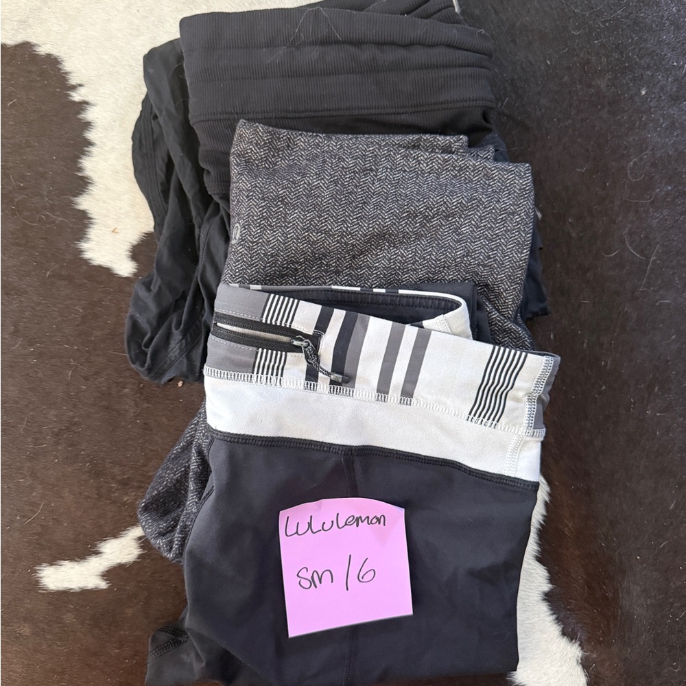 lululemon athletica Black and Gray Capris with Striped Waistband